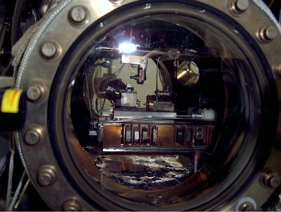Ultra-high vacuum STM seen through the vacuum chamber window